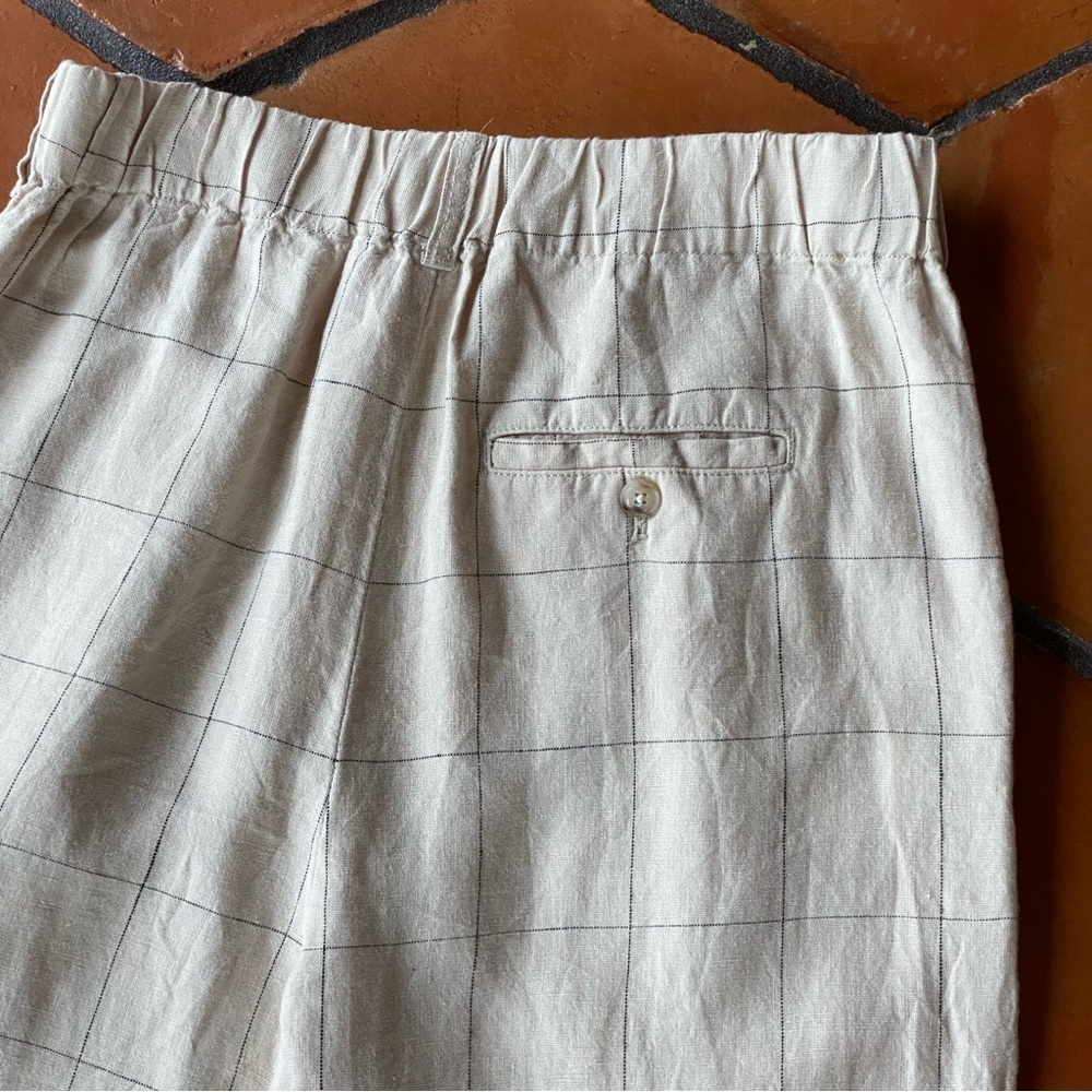 Madewell Linen Pleated Taper Wide-Leg Pants Windowpane Lagenlook Quiet Luxury 2 - Picture 7 of 10